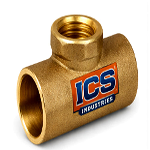 3/4  X 3/4  X 1/2  Cast Bronze Tee - Copper to Copper to Female