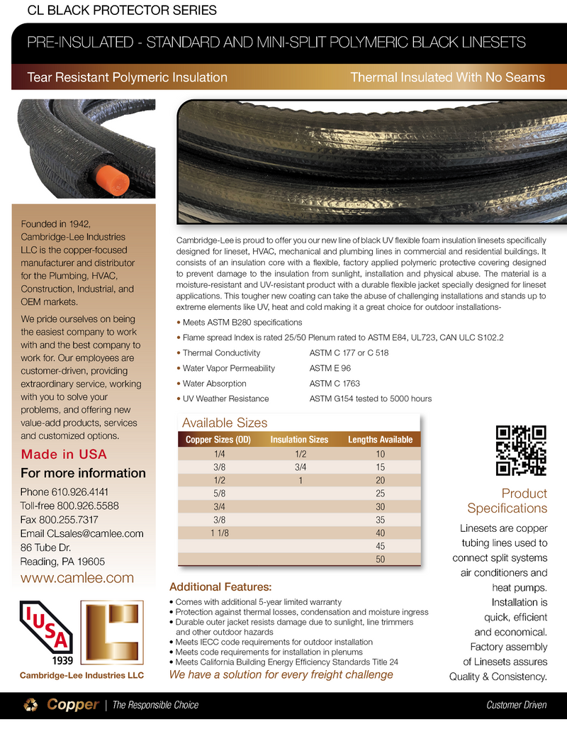 Pre-Insulated 50 Foot x 1/2  OD Copper Coils 1/2  Insulation