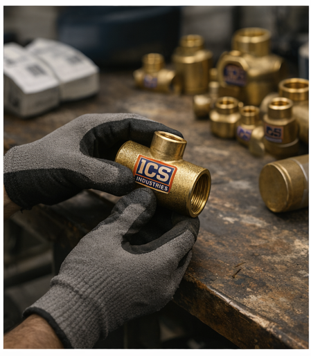 3/4  X 3/4  X 1/2  Cast Bronze Tee - Copper to Copper to Female