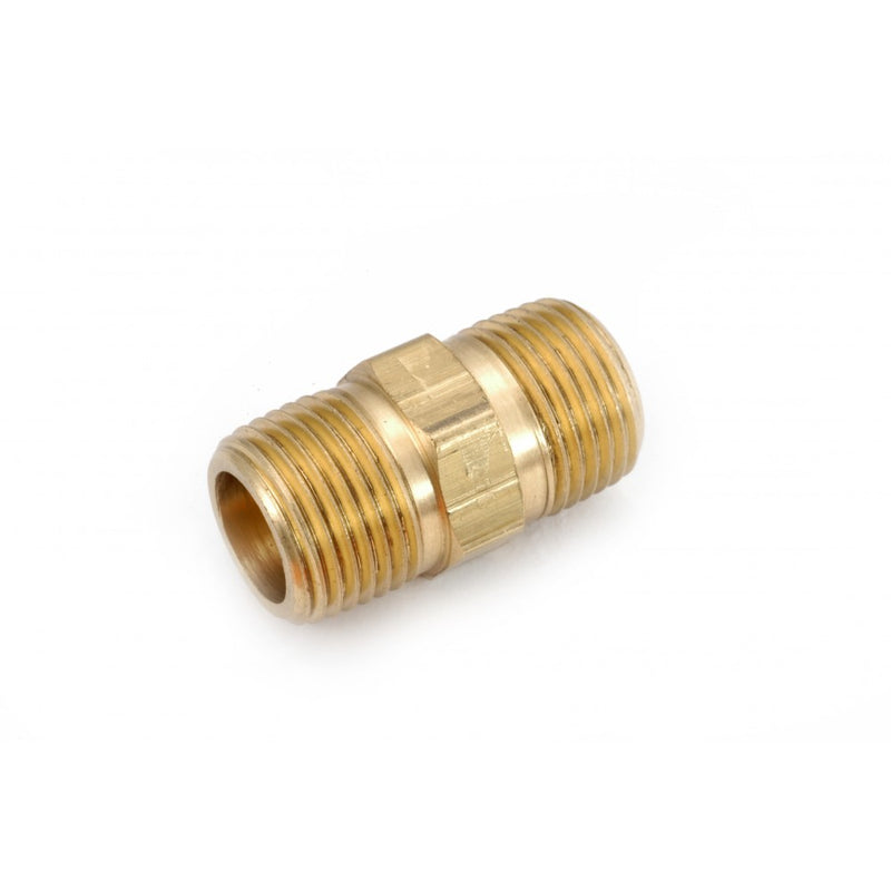 1/4 MIP X 1/4  MIP Brass Threaded Pipe Hex Nipple