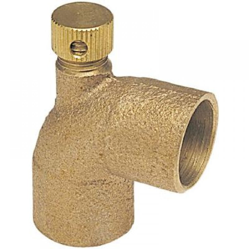 1/2  Cast Bronze 90 Degree Vent Elbow with Drain - Copper to Copper